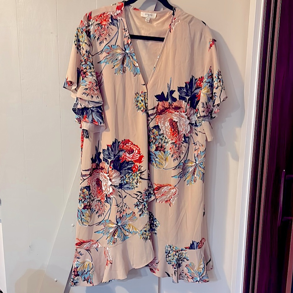 Umgee Floral Ruffle Sleeve Dress